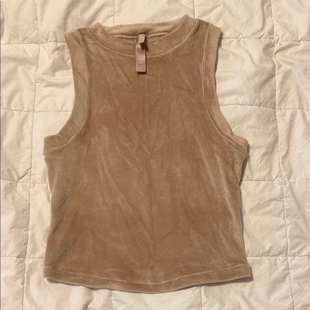 Sleeveless Tan Velvet Top